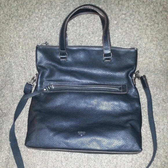 FOSSIL-Sierra Tote-BLACK Pebbled Leather Crossbody/Shoulder-New with Tags - Picture 1 of 7